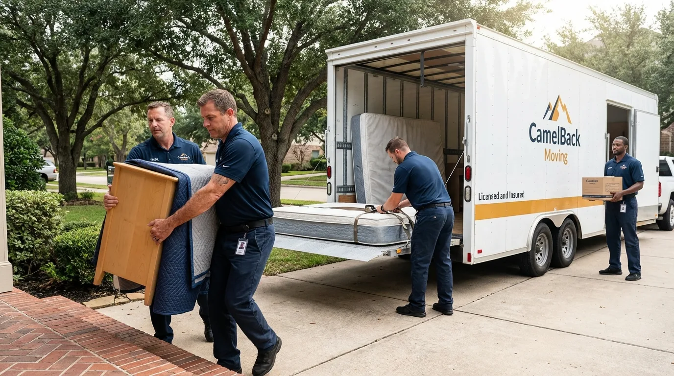 Crew loading residential truck for cross-state move from Riverton, WY
