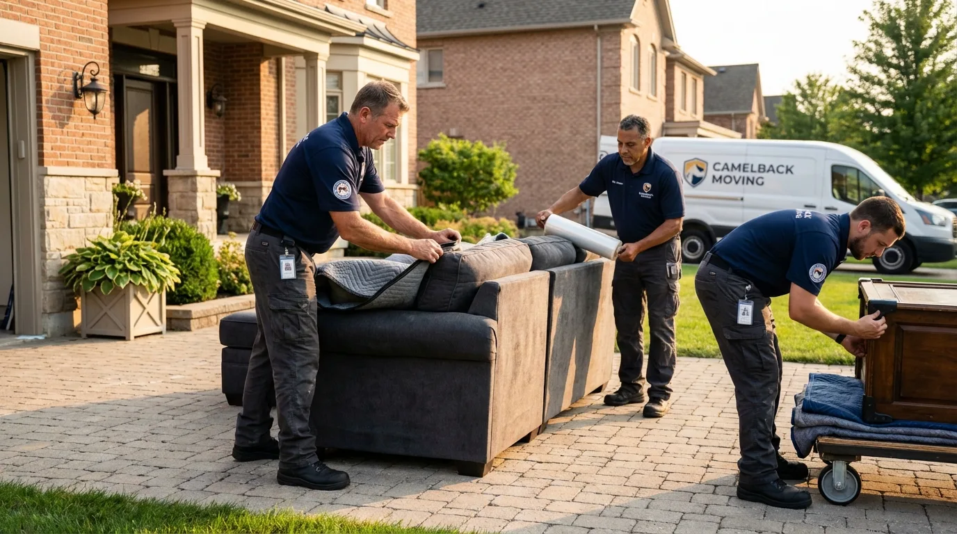 Large estate moving crew wrapping furniture in Riverton, WY