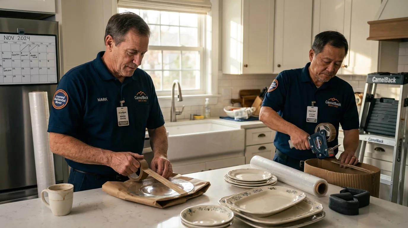 Professional crew packing kitchen dishware in Riverton, WY